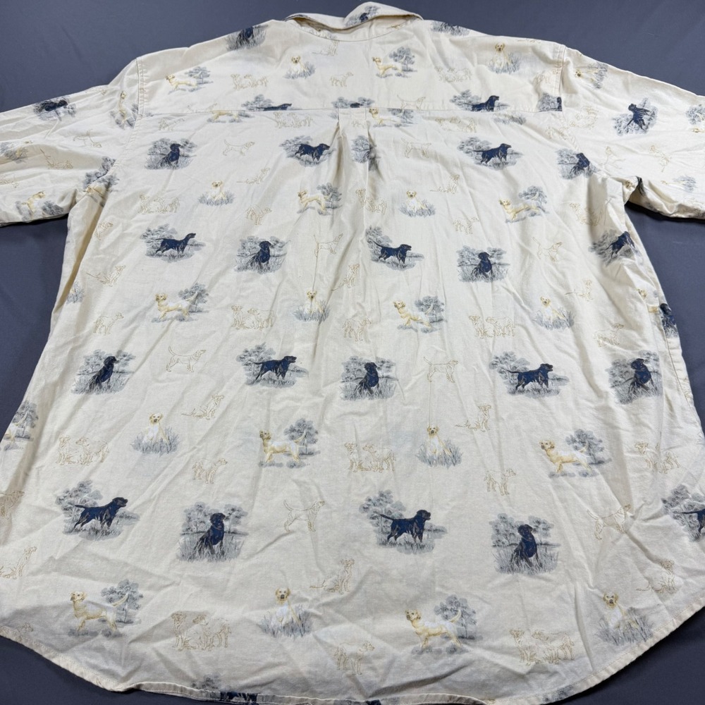 Woolrich Mens XL Moccasin Dogs Print Shirt Cotton Short Sleeve Button Down 6169 - Picture 6 of 8